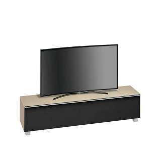 TV Unterschrank in Beige Glas Schwarz