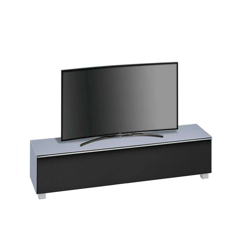 TV Unterschrank in Hellblau Glas Schwarz modern