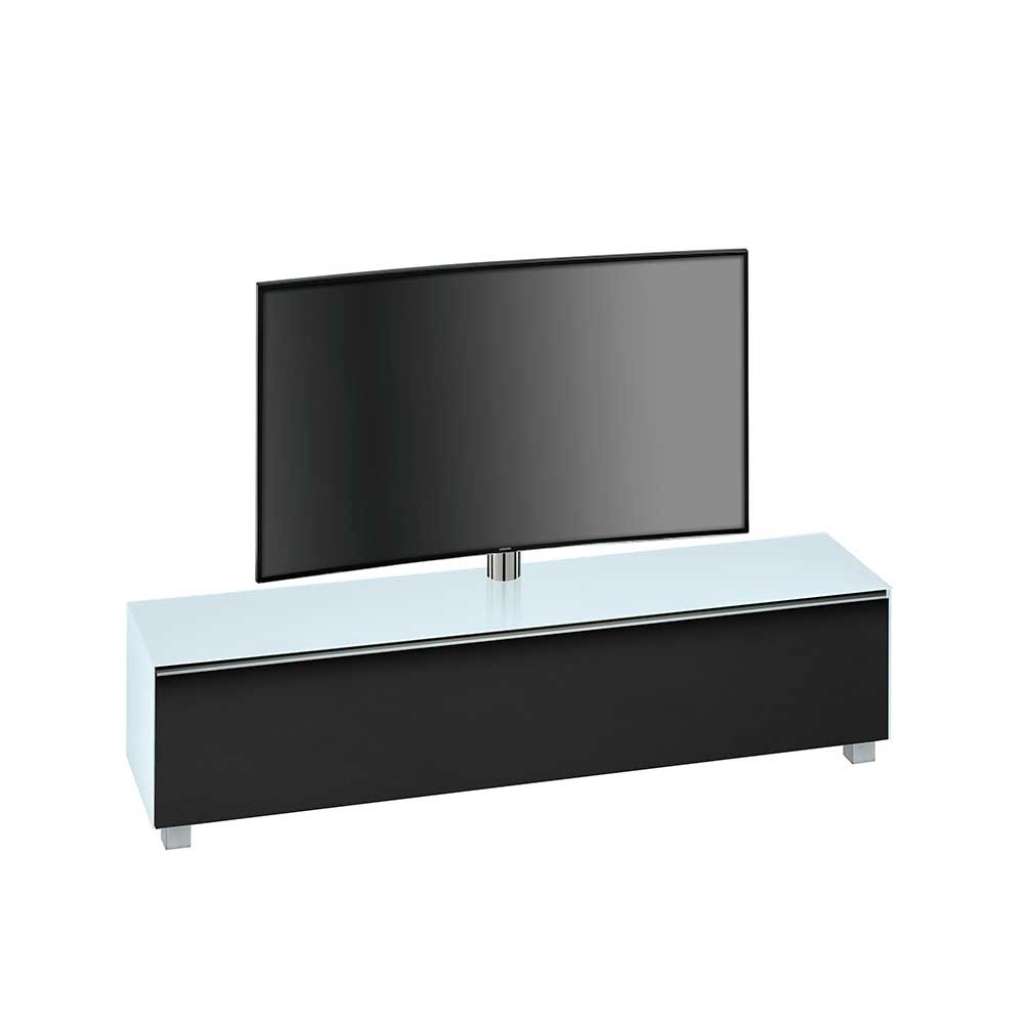TV Board mit Halterung Weiß Schwarz