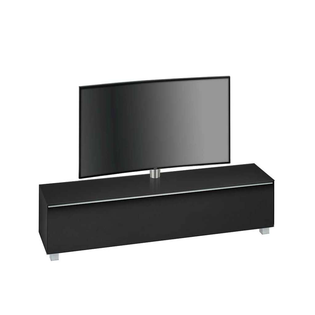 TV Lowboard in Schwarz Glas Klappe