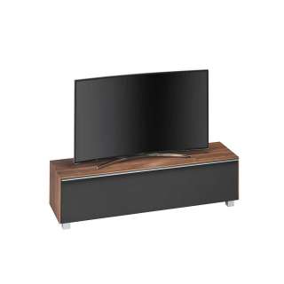 TV Board mit Klappe Eiche dunkel Schwarz