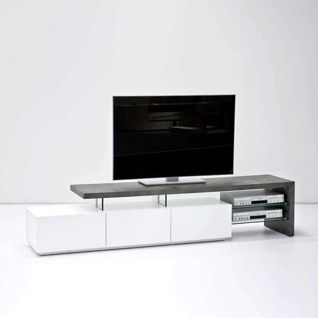 TV Unterschrank in Weiß Grau Beton Optik