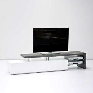 TV Unterschrank in Weiß Grau Beton Optik