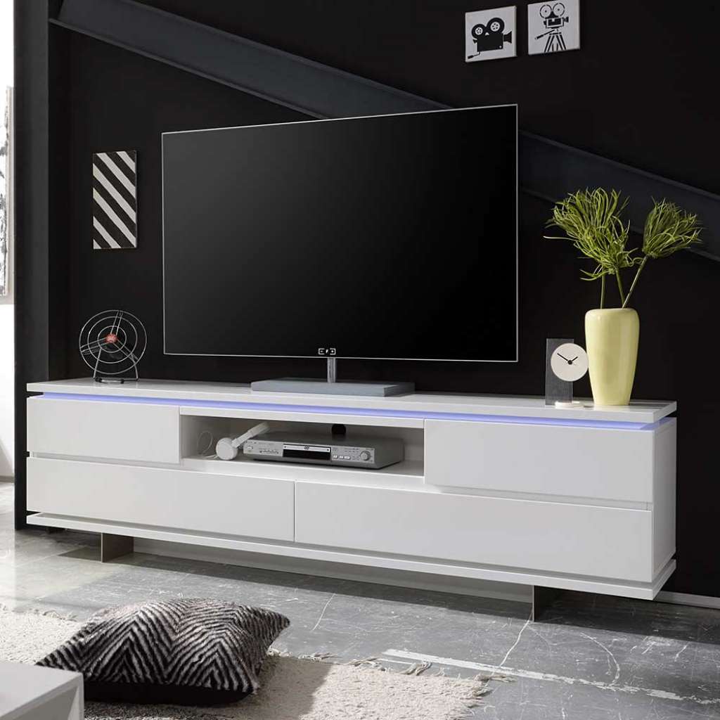 TV Board in Weiß mit LED Beleuchtung