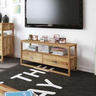 TV Tisch aus Wildeiche Massivholz 125 cm