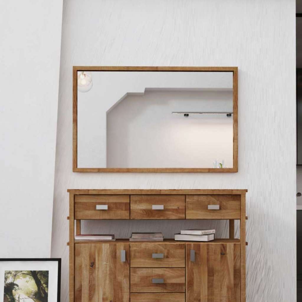 Dielenspiegel aus Wildeiche Massivholz 80 cm hoch