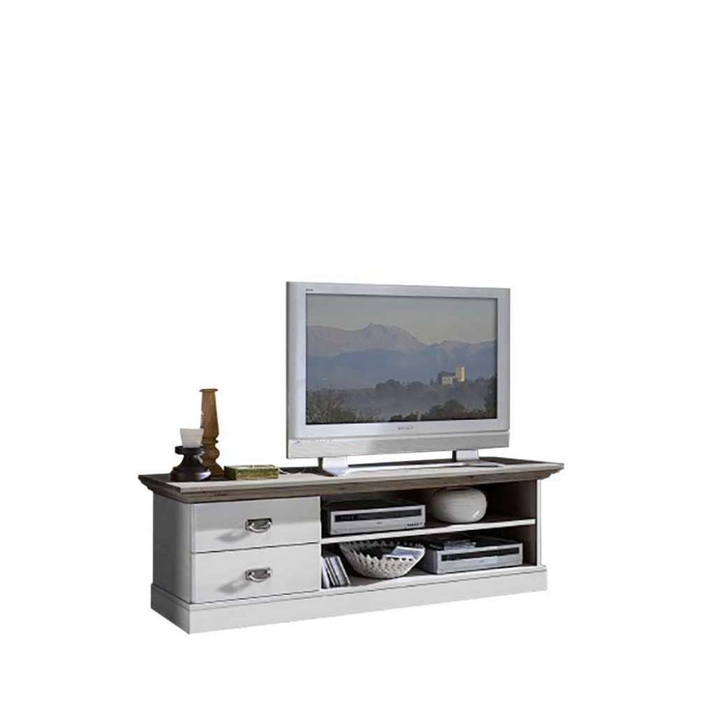 TV Board in Weiß Grau