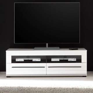 TV Board in Hochglanz Weiß 140 cm