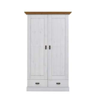 Garderobenschrank im Landhaus Design Weiß Kiefer massiv
