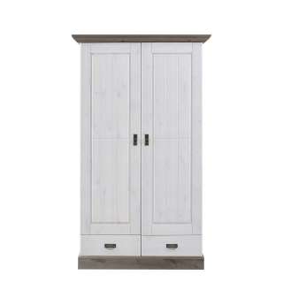 Garderobenschrank in Weiß Grau Kiefer massiv