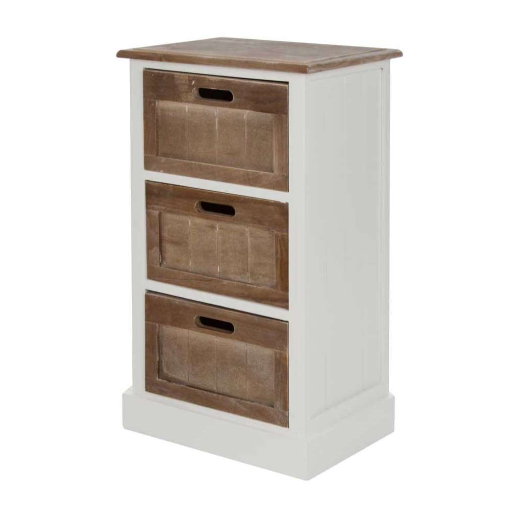 Nachtkommode in Weiß Braun Shabby Chic