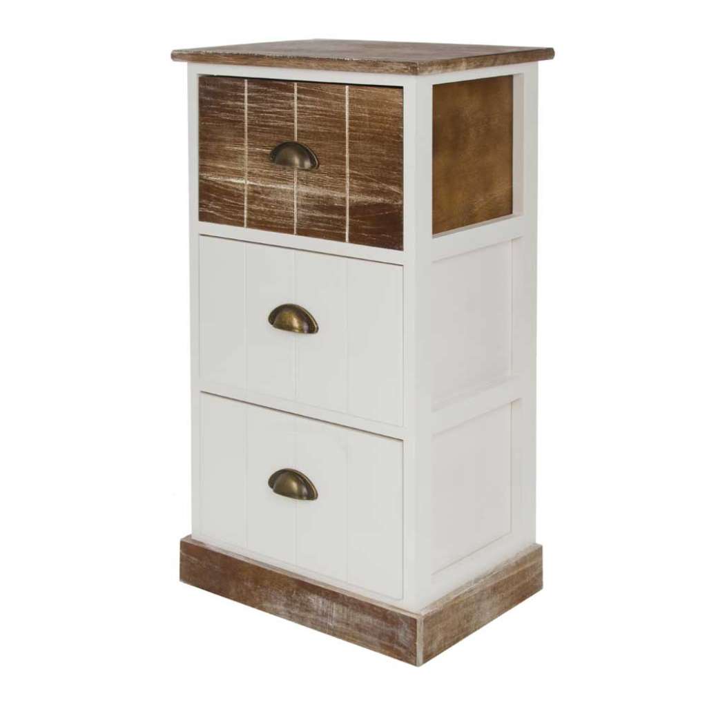 Schubladenkommode in Weiß Braun Shabby Chic Design