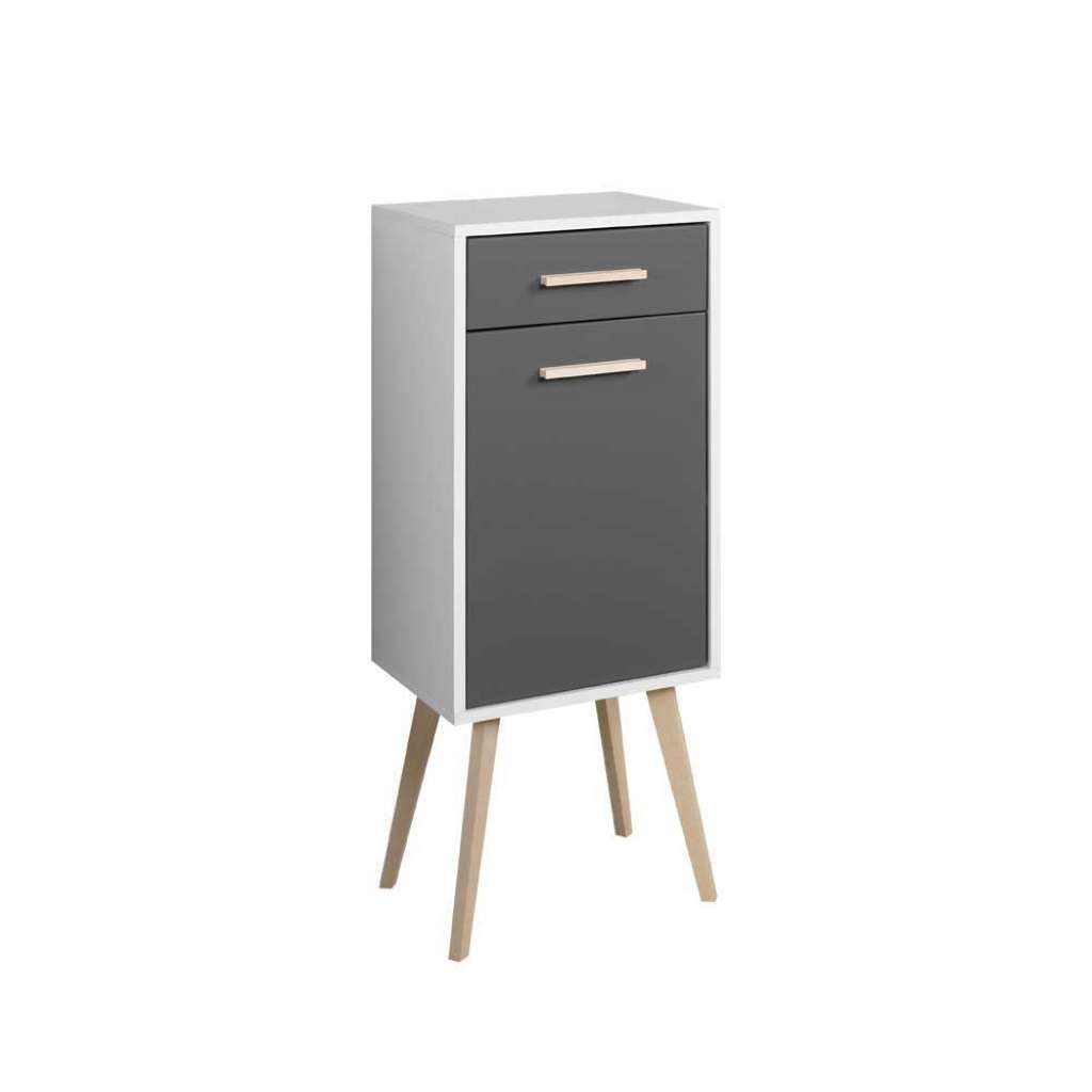 Badezimmer Unterschrank in Weiß Anthrazit Retro Design