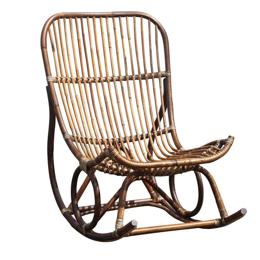 Rattan Schaukelstuhl in Naturfarben Landhaus