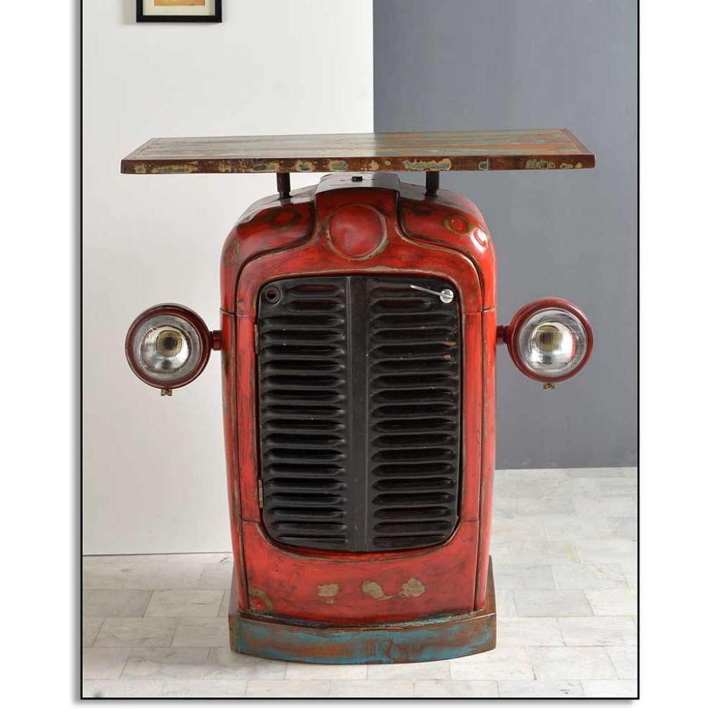 Stehtisch im LKW Style Rot Metall