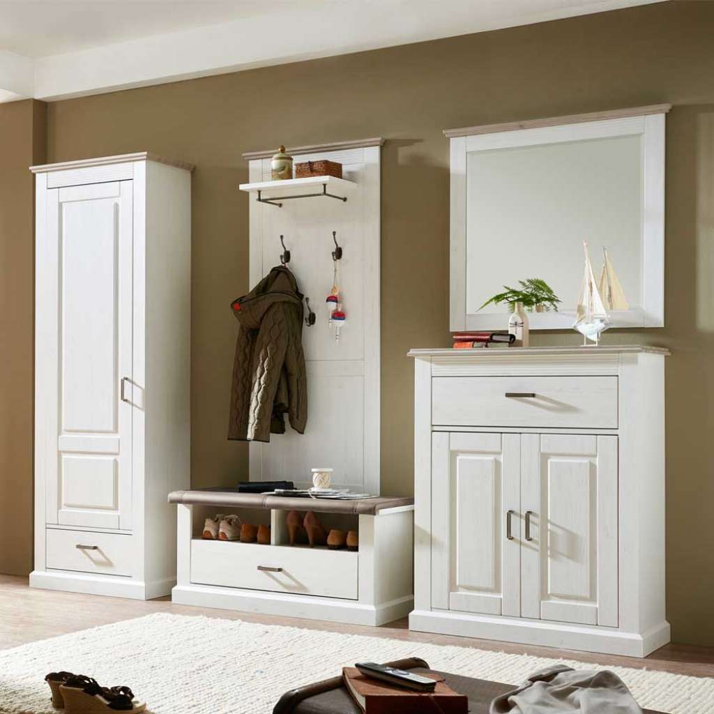 Flurmöbel Set in Weiß Taupe skandinavisches Design (5-teilig)