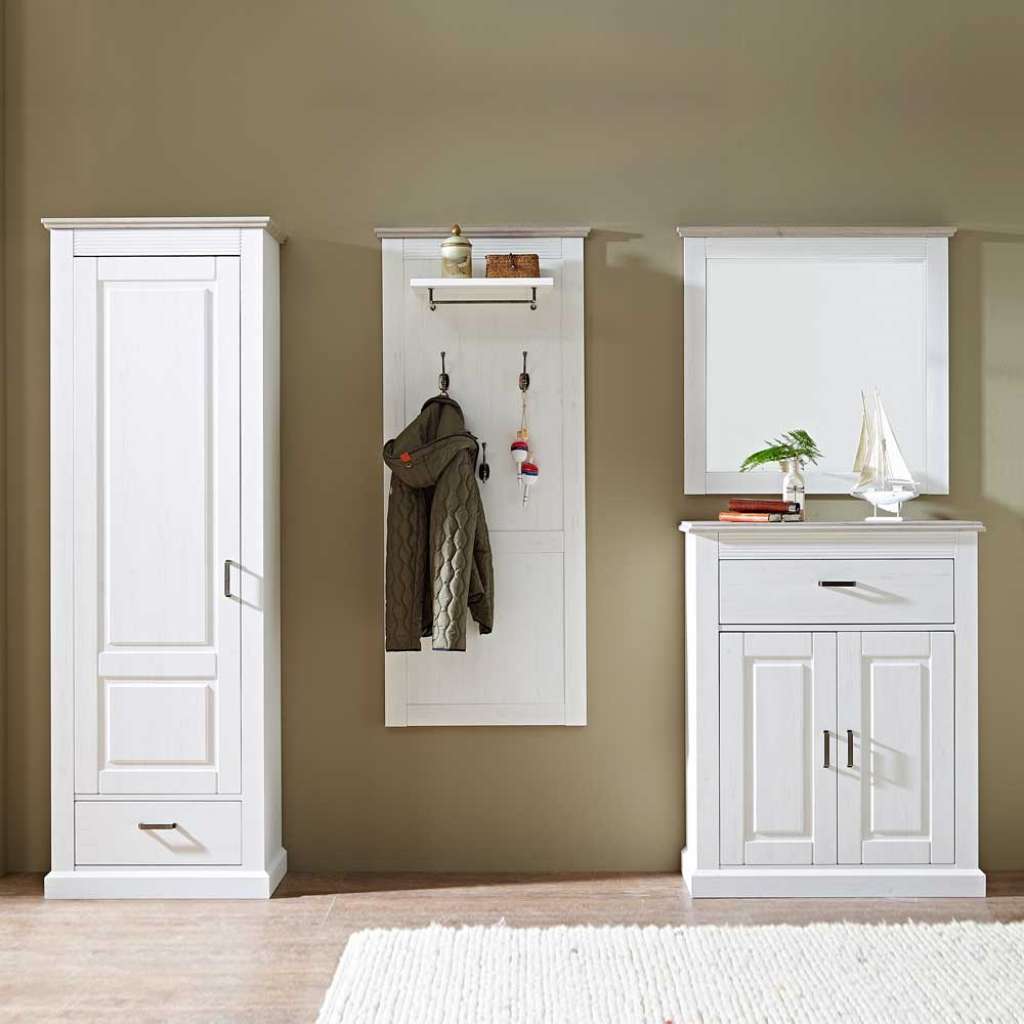 Flurgarderobenset in Weiß Taupe skandinavisches Design (4-teilig)