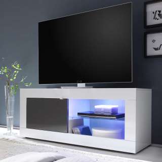 Fernsehmöbel in Weiß Anthrazit Hochglanz 140 cm breit