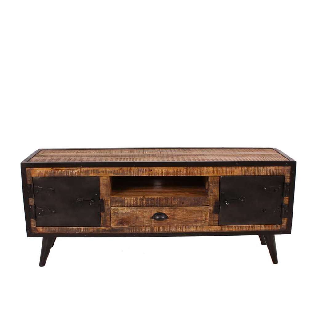 TV Board aus Mangobaum Massivholz Eisen