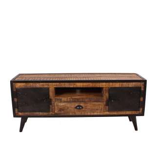 TV Board aus Mangobaum Massivholz Eisen