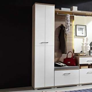 Dielenschrank in Weiß Silbereiche