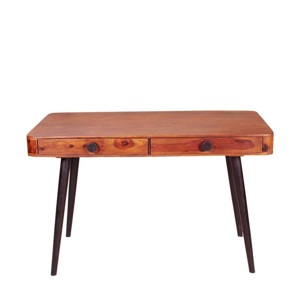 Schreibtisch aus Sheesham Massivholz Retro Design
