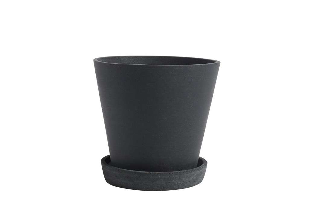 HAY - Blumentopf mit Untersetzer - schwarz - L - outdoor
