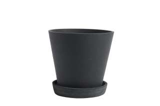 HAY - Blumentopf mit Untersetzer - schwarz - L - outdoor