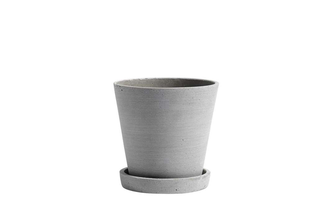 HAY - Blumentopf mit Untersetzer - grau - M - outdoor