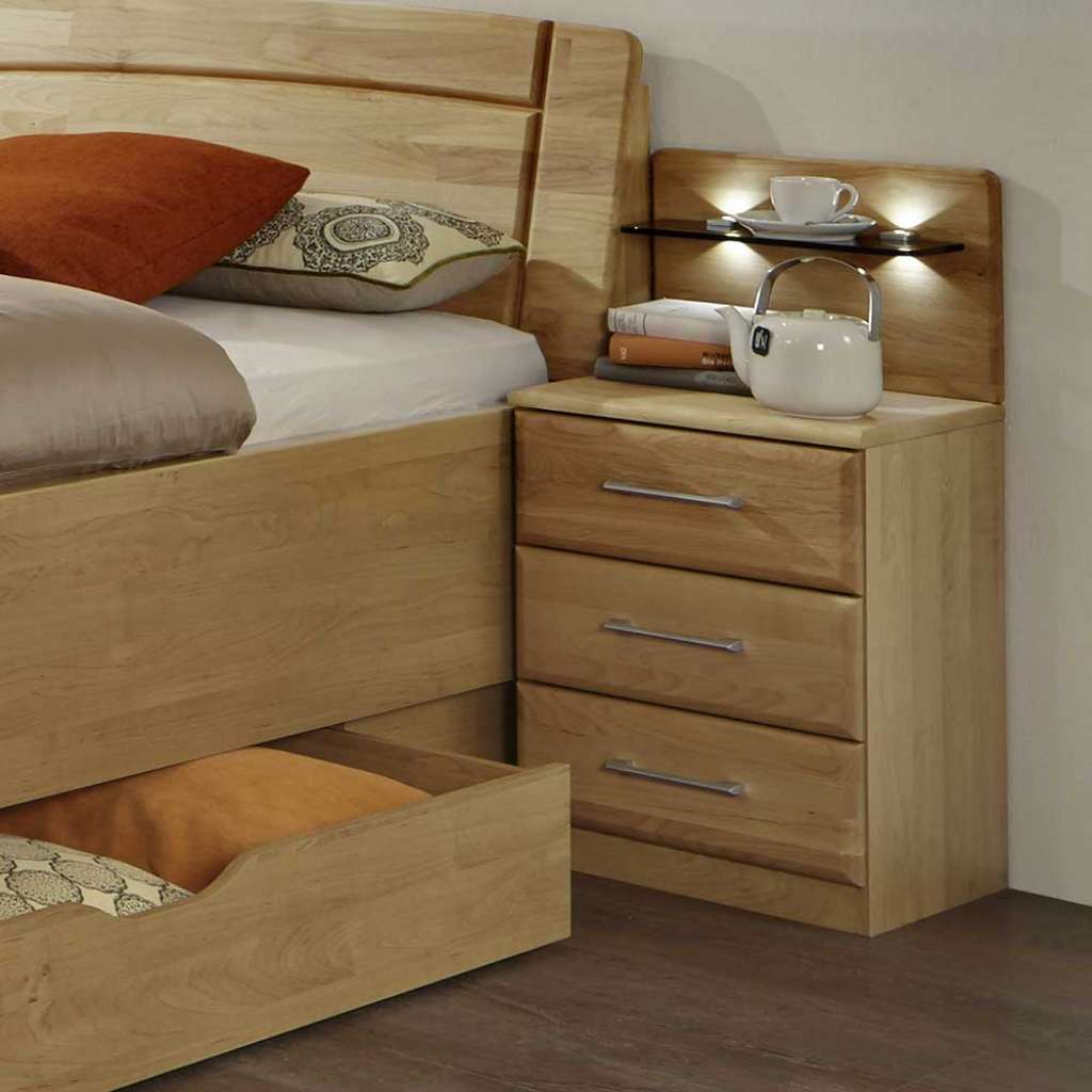 Bett Kommode aus Erle LED Beleuchtung