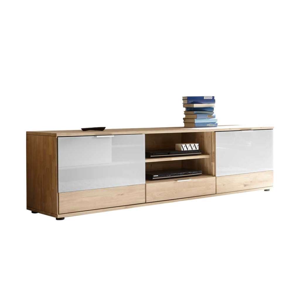 TV Lowboard aus Wildeiche Massivholz Weiß