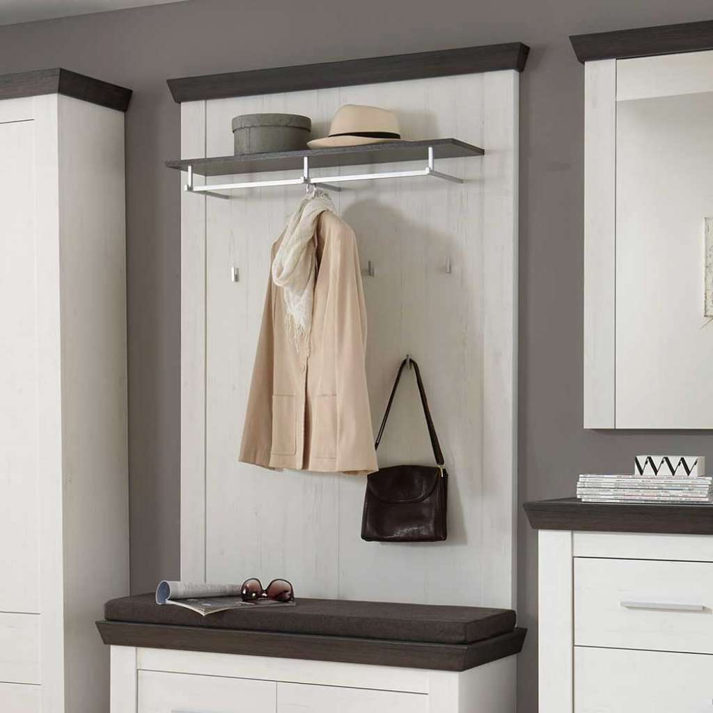 Wandpaneel Garderobe in Weiß Braun Landhaus