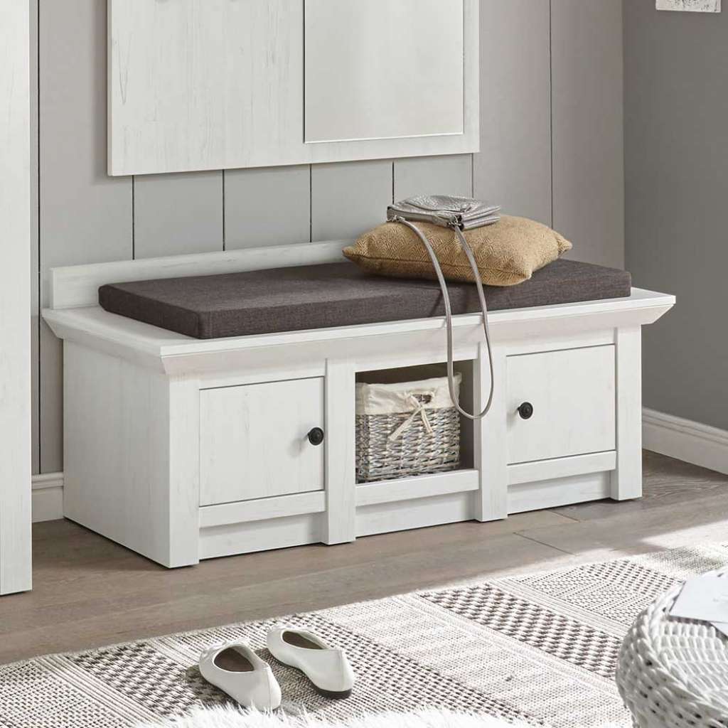 Flurbank in Pinie Weiß Landhausstil