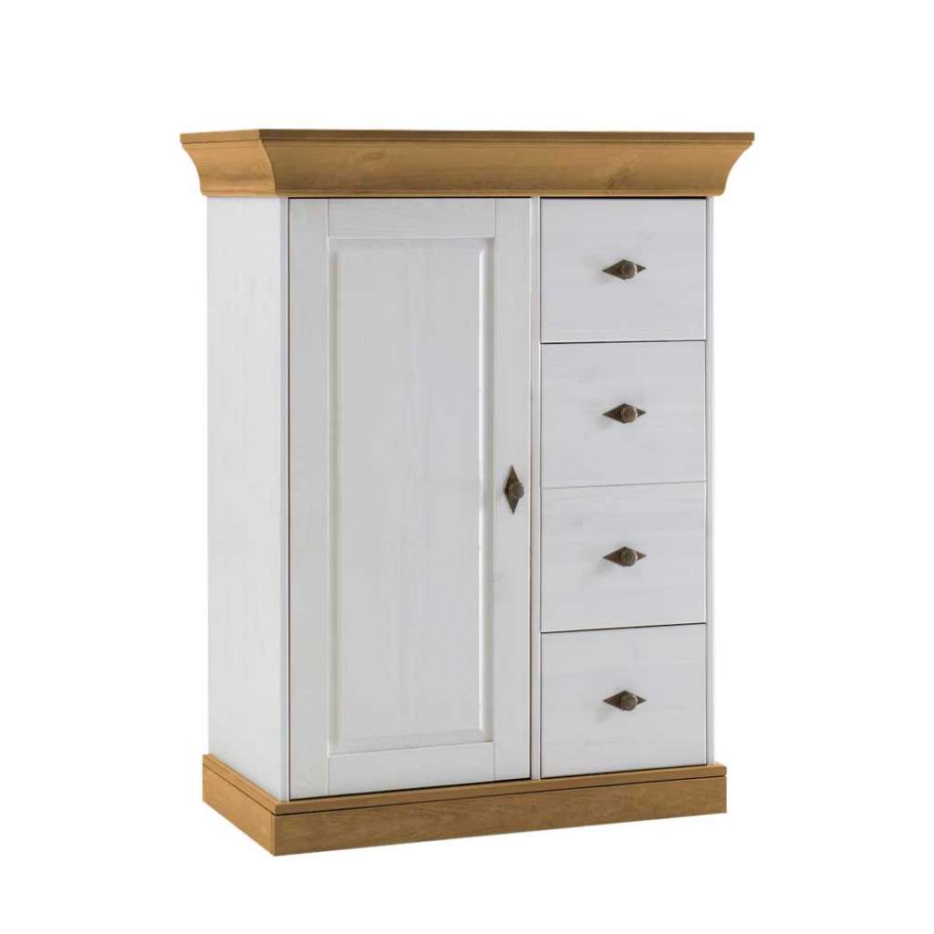 Kombikommode in Weiß Holz Kiefer Massivholz