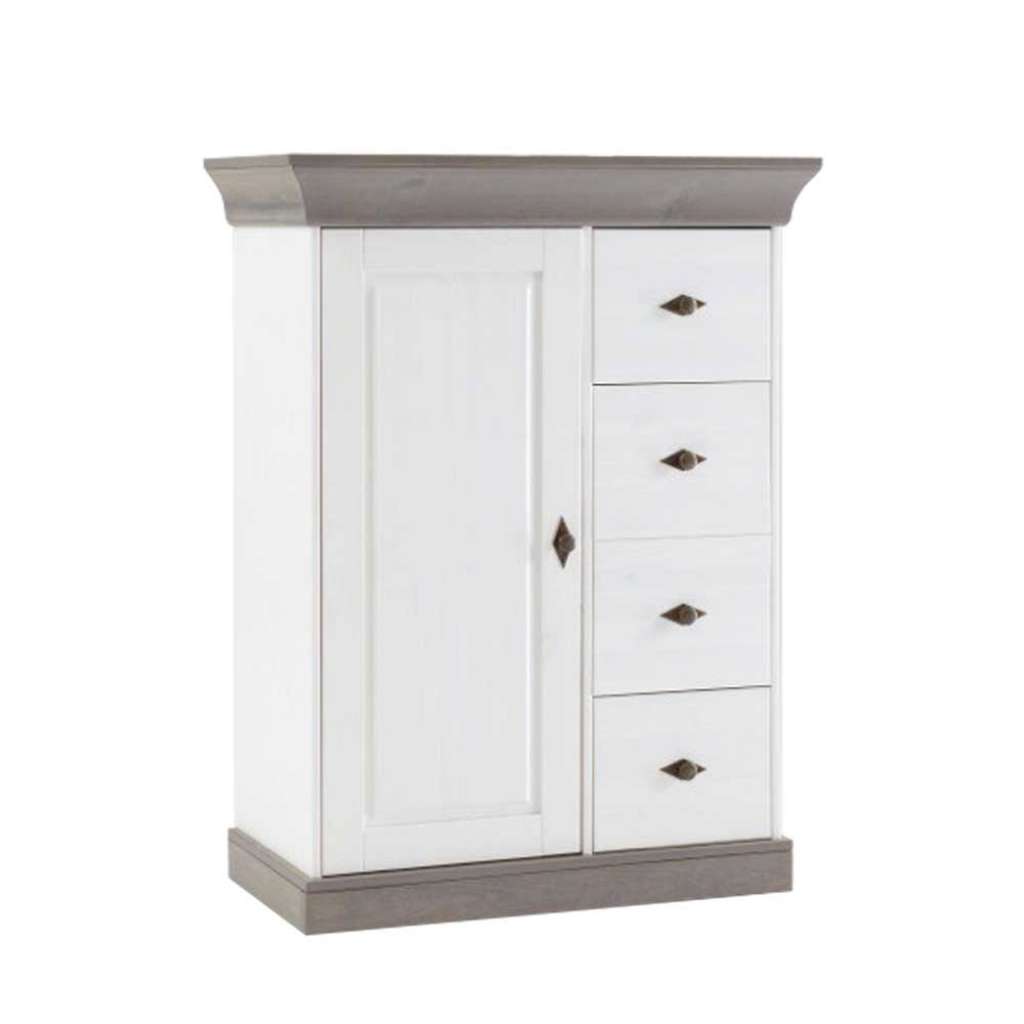 Massivholz Flur Kommode in Weiß Grau