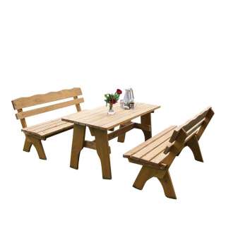 Gartentischgruppe aus Kiefer massiv mit Bänken (3-teilig)