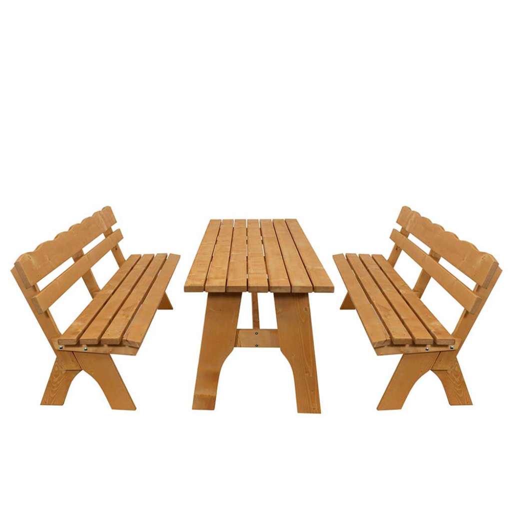 Terrassensitzgruppe mit Bänken Kiefer Massivholz (3-teilig)
