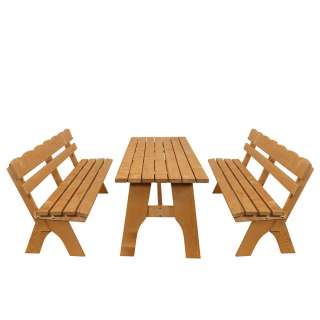 Terrassensitzgruppe mit Bänken Kiefer Massivholz (3-teilig)