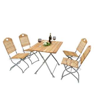 Terrassensitzgruppe aus Robinie massiv Stahl (5-teilig)