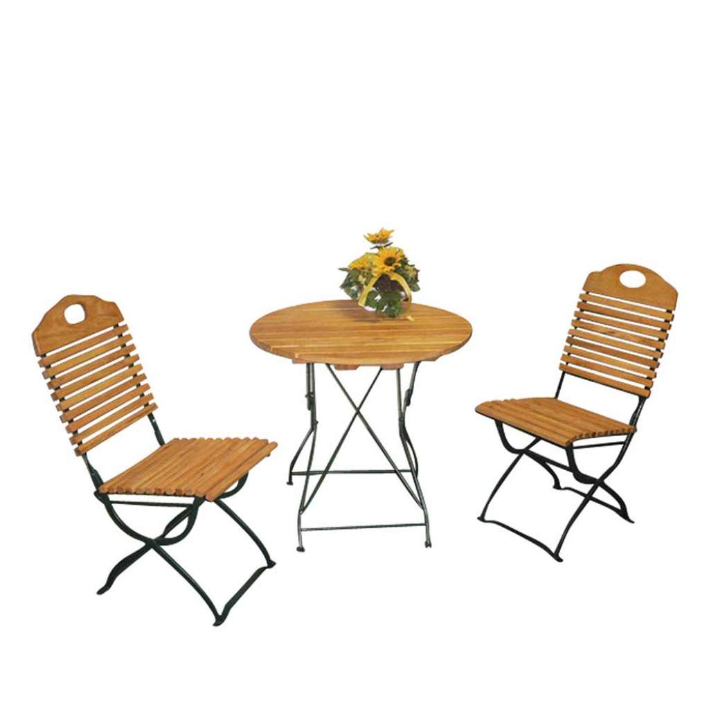 Balkon Sitzgruppe aus Robinie massiv Stahl (3-teilig)