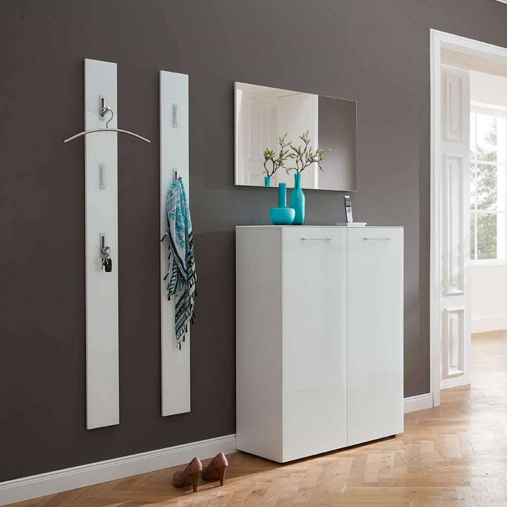 Garderobenset in Weiß Glas beschichtet modern (4-teilig)