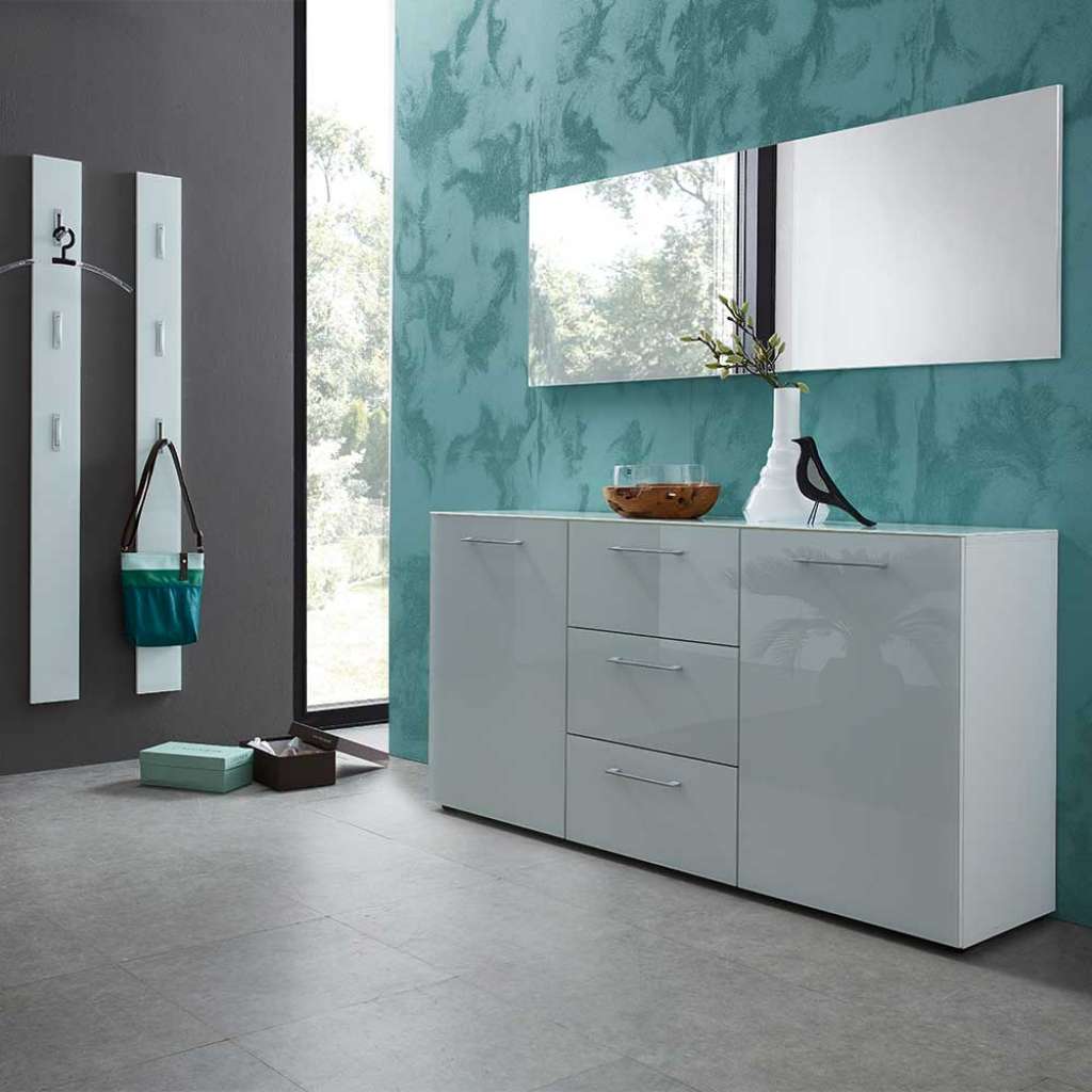Garderobenset in Weiß modern Glas beschichtet (5-teilig)