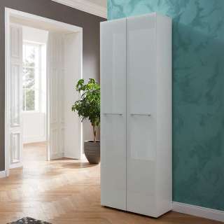 Dielenkleiderschrank in Weiß Glas beschichtet 60 cm breit