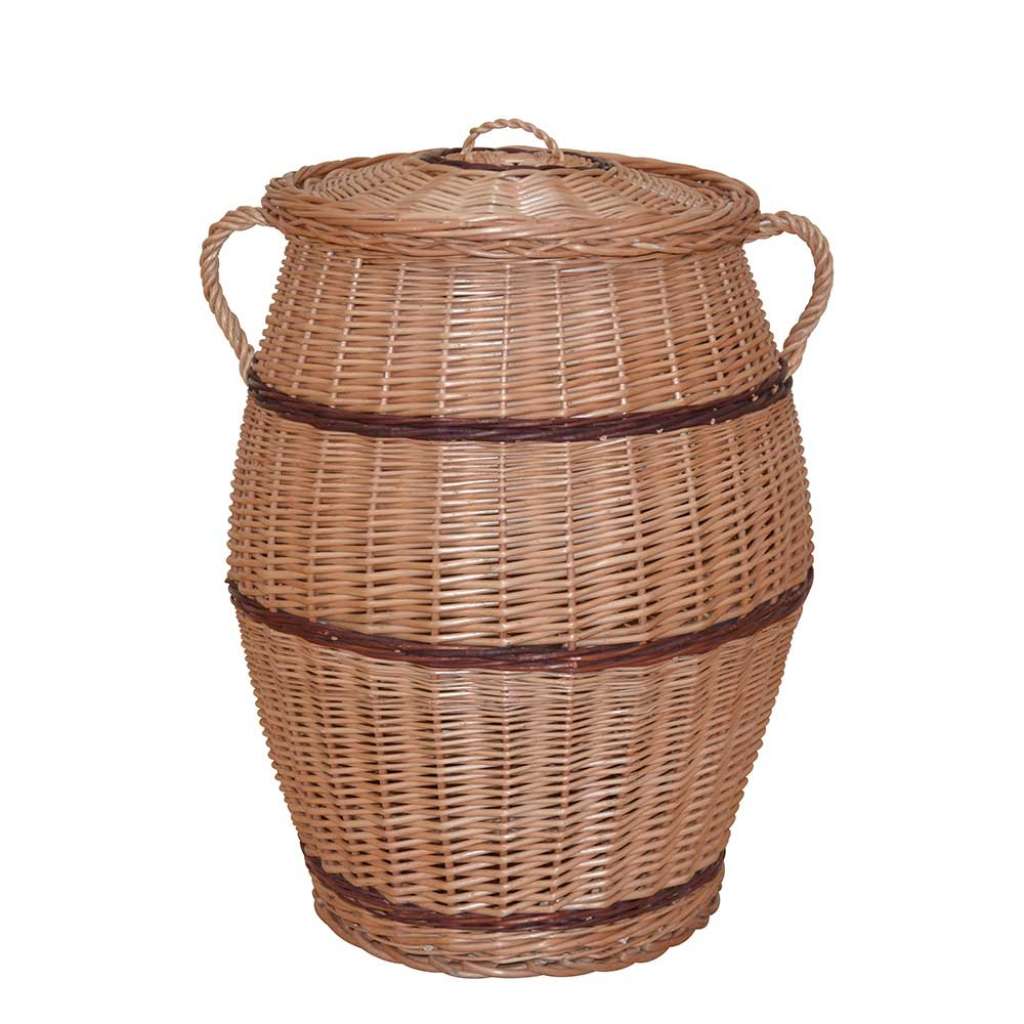 Rattankorb in Braun Deckel