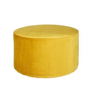 Sitzpouf in Gelb Samt Webstoff modern