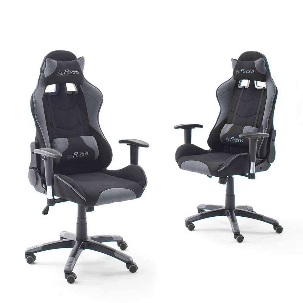 Racer Chefsessel mit verstellbaren Armlehnen Schwarz Grau