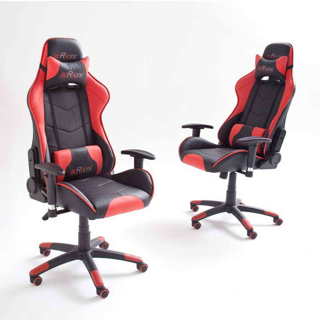 Racer Schreibtischstuhl in Schwarz Rot höhenverstellbar