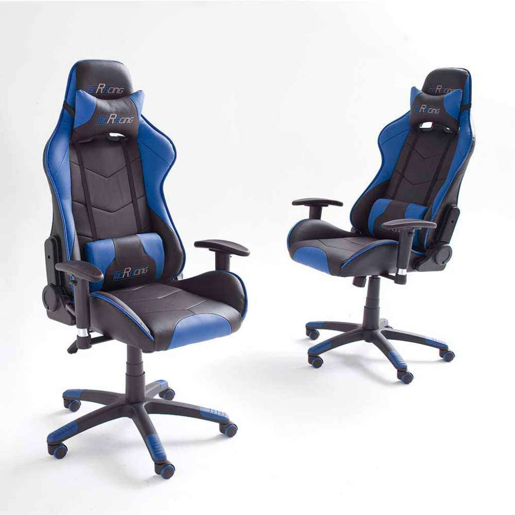 Büro Drehstuhl in Schwarz Blau Racer Design