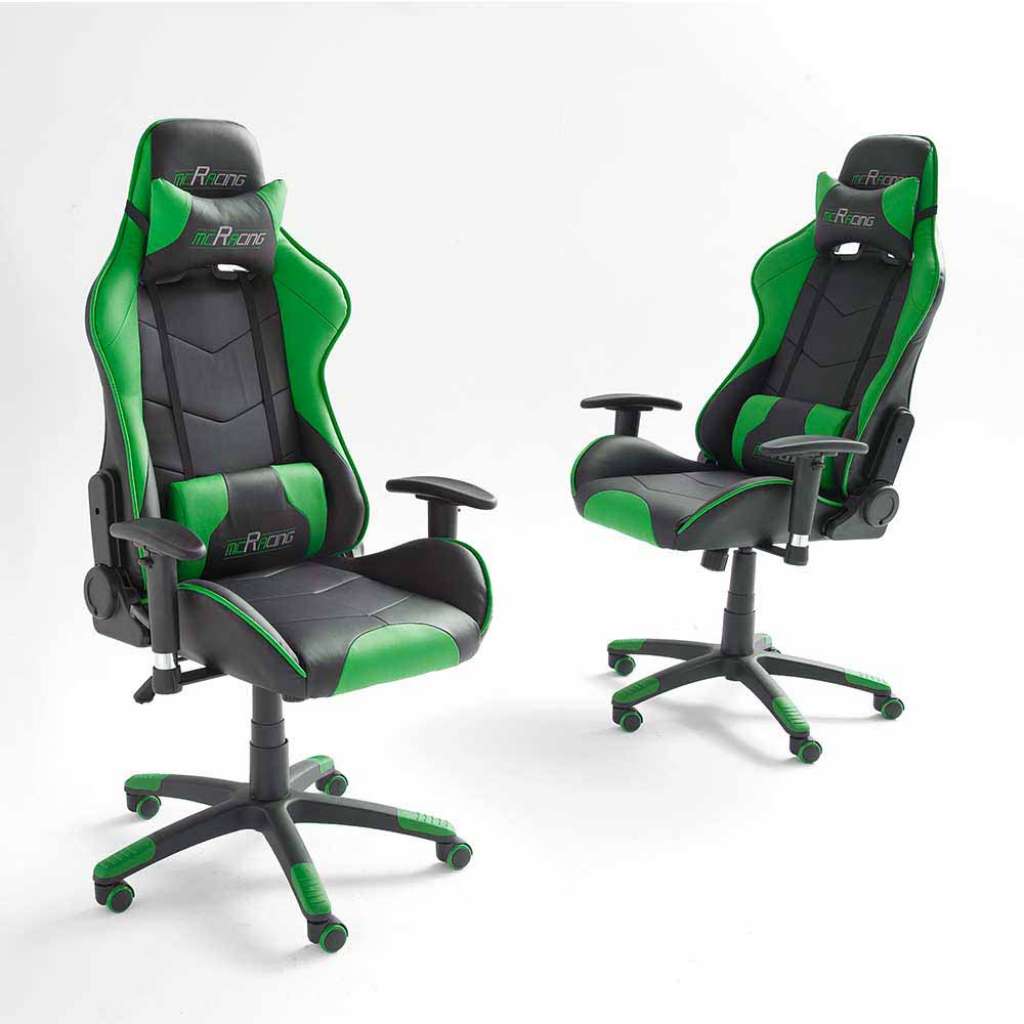 Schreibtischstuhl in Grün Schwarz ergonomisch