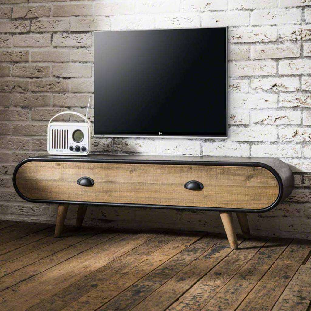 Loft Lowboard aus Mangobaum Massivholz Metall